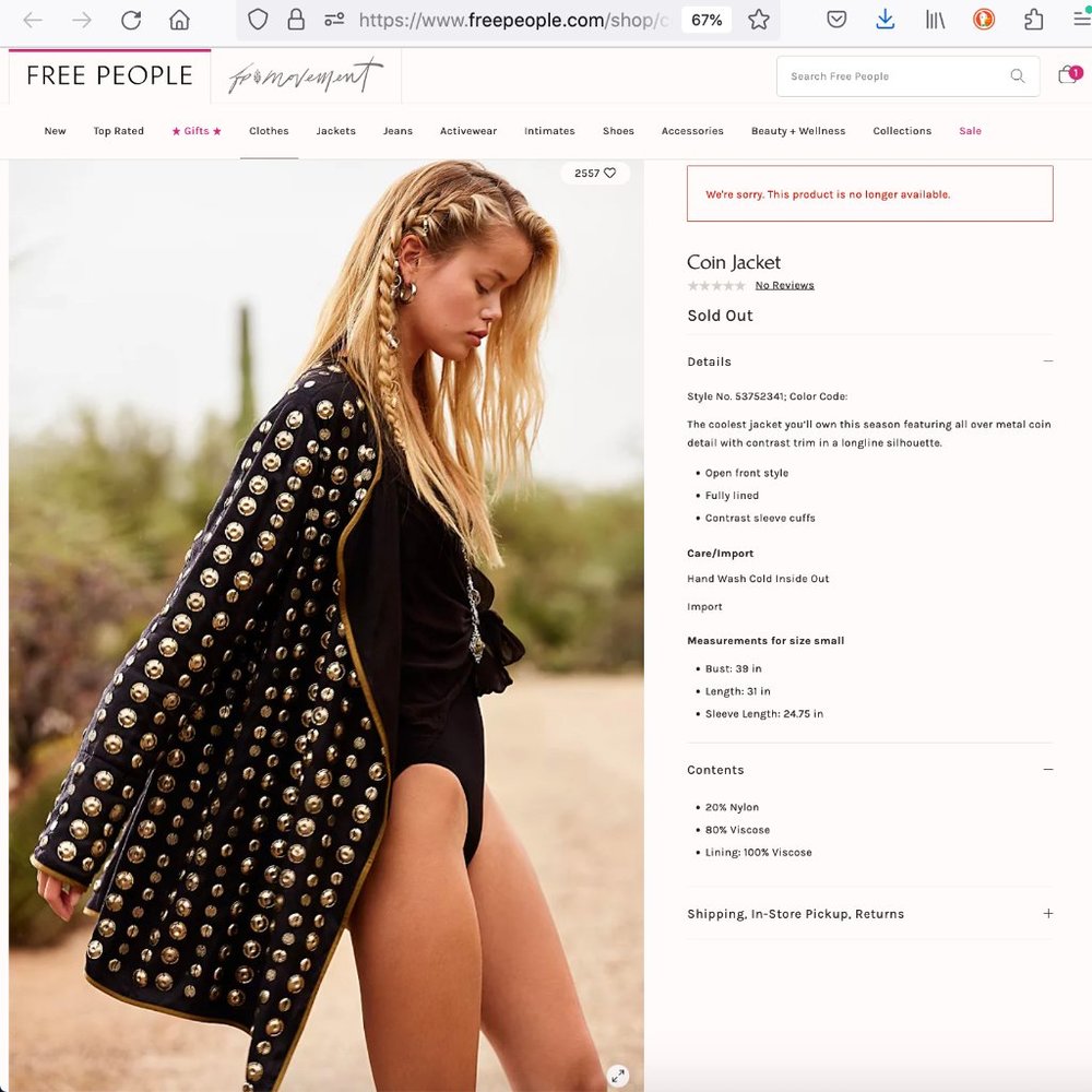 NWT Free People Crossed Coin Jacket Sz L - Picture 15 of 16